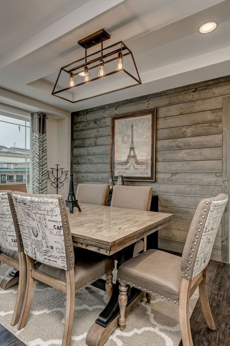 Farmhouse Living Room Accent Wall Color, Rustic Dining Room Accent Wall, Vinyl Plank Accent Wall, Shiplap And Tin Wall, Shiplap Accent Wall Dining, Wood Accent Wall Dining Room, Shiplap Dining Room Wall, Accent Wall In Dining Room, Shiplap Wall Living Room