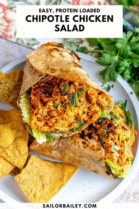 Chipotle Chicken Wrap, Chipotle Chicken Salad Recipe, Chipotle Sandwich, Chipotle Chicken Salad, Chipotle Chicken Pasta, Sailor Bailey, Creamy Chipotle Sauce, Chipotle Recipes, Healthy Chicken Salad Recipe