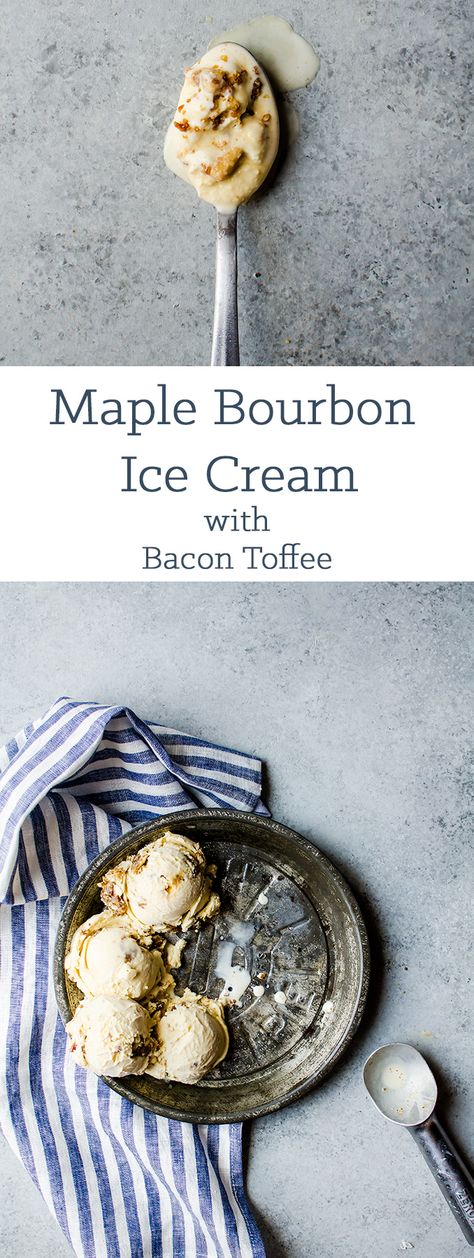 There is nothing better than this maple ice cream with bourbon and bacon toffee bits. Bacon Toffee, Maple Ice Cream Recipe, Bourbon Ice Cream, Maple Ice Cream, Boozy Ice Cream, Ice Cream Recipes Machine, Bourbon Recipes, Maple Bourbon, I Scream For Ice Cream