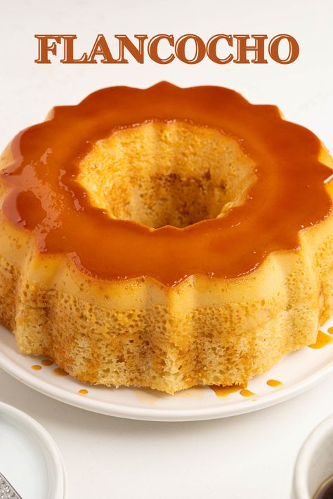 Flancocho Recipe, Vanilla Flan, Chocoflan Recipe, Snacking Cake, Food Prepping, Flan Cake, Baked Dessert, Puerto Rico Food, Boricua Recipes