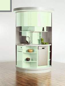 . Circle Kitchen, Portable Furniture, Modern Architecture Design, Compact Kitchen, Small Space Kitchen, Compact Living, Mini Kitchen, Tiny Spaces, Tiny Kitchen