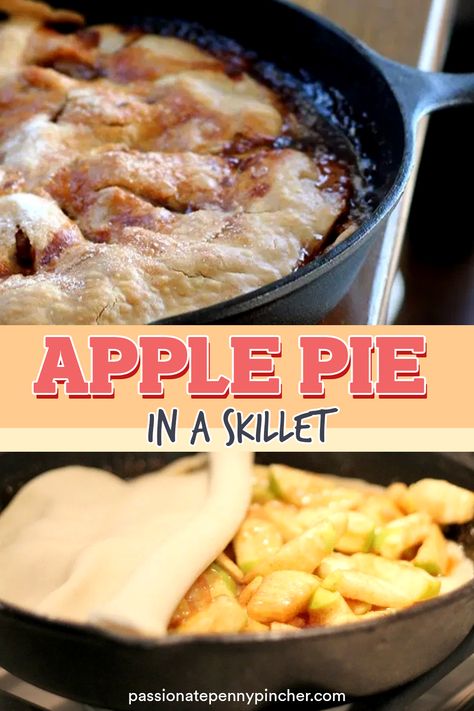 If you're looking for an easy recipe to use with the price of apples so low, check out this cast iron skillet apple pie. It's delicious! We've owned a cast iron skillet for quite some time but I've never taken the time to actually figure out what to make in it. After making this cast iron skillet apple pie recipe, I've decided this might just be what those skillets are made for! We enjoyed it last night for dessert, I was so tempted to have it today for breakfast. Dutch Oven Apple Pie, Cast Iron Apple Pie Recipe, Cast Iron Apple Pie, Skillet Apple Pie Recipe, Apple Pie In Cast Iron Skillet, Iron Skillet Apple Pie, Apple Pie In A Skillet, Apple Pie Cast Iron Skillet, Cast Iron Skillet Apple Upside Down Cake