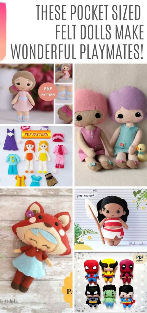 33 of the Cutest Doll Patterns for You to Make for Your Child Free Felt Doll Patterns Printables, How To Make Felt Dolls, Felt Dolls Diy, Felt Doll Pattern Free Templates, Cloth Doll Patterns Free, Felt Doll Pattern, Felt Doll Patterns, Room Decor Crafts, Home Decor Diy Crafts