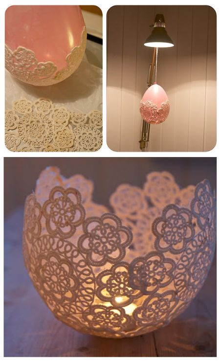 Paper Doily Crafts, Shabby Chic Decorating, Bridal Shower Decorations Diy, Doilies Crafts, Rustic Wedding Decorations, Bridal Shower Diy, Diy Candle Holders, Diy Candle, Diy Bridal