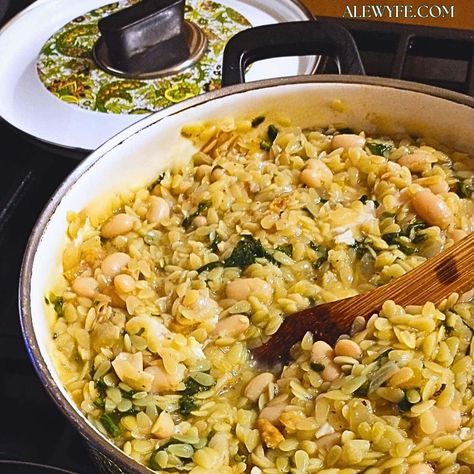 COOK: Orzo with White Bean, Preserved Lemon & Radish White Bean Orzo, Orzo Casserole, Preserved Lemons Recipes, Lemons Recipes, Cannellini Beans Recipes, Cannellini Bean, Radish Greens, Lemon Pickle, Preserved Lemon