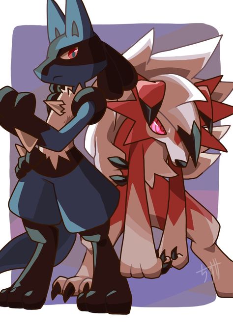 Lucario and Midnight Lycanroc Rockruff Pokemon, Midnight Lycanroc, Ash Pokemon Team, Dog Pokemon, Lucario Pokemon, Mega Pokemon, Pokemon Alola, Pokemon Oc, Cute Pokemon Pictures