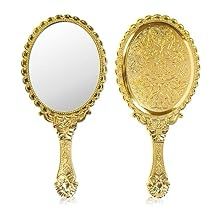 Gold Hand Mirror, Makeup For Girls, Flowers Mirror, Hand Held Mirror, Hand Mirrors, Makeup Compact, Mirror Video, Fancy Hands, Handheld Mirror