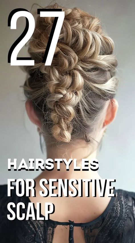 Discover 10+ hairstyles designed to be gentle on sensitive scalps. From loose braids to low buns, these styles combine comfort and style! #SensitiveScalpStyles #ComfortableHair #HairHealth Haircut Growing Out Bangs, Gentle Hairstyles, Braids Low Bun, Quinceanera Hair, Nails Baby Blue, Bun Braids, Growing Out Bangs, Bangs Wavy, Bangs Wavy Hair