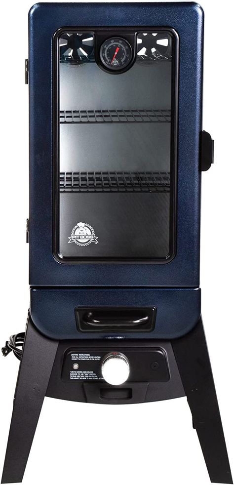 Pit Boss Grills PBV3A1 Electric Smoker, Blue Hammertone, 684 sq inches Pit Boss Smoker, Vertical Smoker, Smoked Dishes, Chip Tray, Charcoal Smoker, Electric Smoker, Fireplace Lighting, Backyard Barbecue, Door Seals