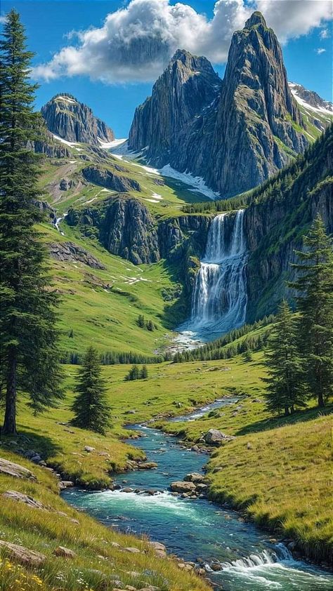 Most Beautiful Mountains In The World, Landscape View Nature, Landscapes With Animals, Mountain Valley Aesthetic, Background Mountain Nature, Nature Mountains Landscape, Farm Landscape Photography, Landscape Photos Nature Scenery, Natural Wallpaper Iphone