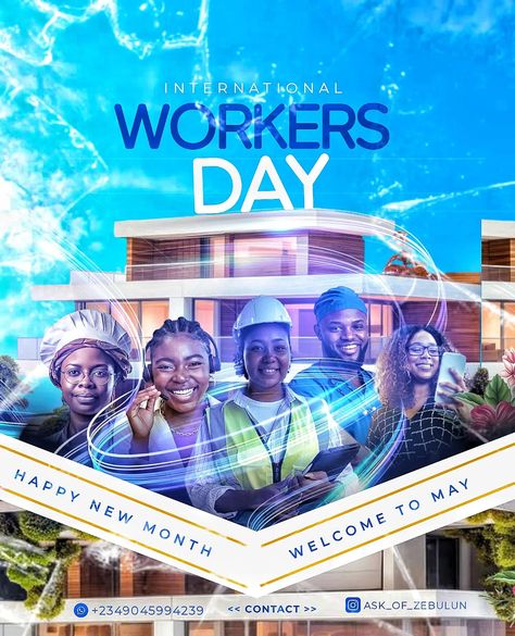 Happy workers day and New month 💙 Wishing you all a wonderful "MAY" Keeping it simple 💯 //////////////////////////////////////////// DM FOR YOUR NEXT SOCIAL MEDIA DESIGN. Also follow @ask_of_zebulun and @z_visuals1 fo more content 💙🥇🤗 #happynewmonth #happyworkersday #graphicdesign #explorepage #foryoupage💙 #visualgraphics Happy Workers Day, New Month Wishes, International Workers Day, Workers Day, Keeping It Simple, New Month, Keep It Simple, Media Design, Social Media Design