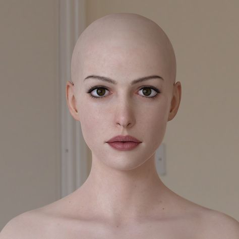 ArtStation - Wip / Anne Hathaway / XgenTest, Sotaro Nakamura Female Poses Drawing, Shaved Head Designs, Head Female, Bald Head Women, Shaved Head Women, Shave My Head, Bald Girl, Poses Drawing, Drawing Heads