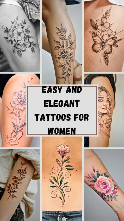 Floral Women Tattoo, Pretty Tattoos For Women Classy, Elegant Tattoos For Women Classy, Classy Tattoos For Women Over 40, Tattoos For Scars, Elegant Tattoos For Women, Dainty Tattoos For Women, Grace Tattoo, Classy Tattoos For Women