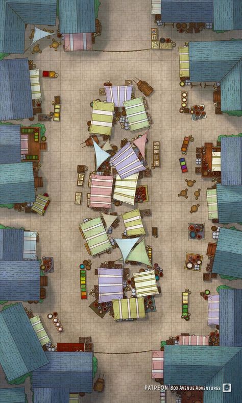 Battlemaps Dnd City, Festival Battlemap, How To Make A Dnd Map, City Square Battlemap, Dnd 5e Battlemaps, Dnd Marketplace, Market Map Dnd, Dnd City Ideas, Dnd Festival Map