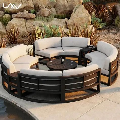 Garden Furniture Hotel Outdoor Leisure Villa Circular Arc Shape Sofa Combination Aluminum Waterproof Fabric Single Sofa Chair - Buy Garden Furniture Hotel Outdoor Leisure Villa Circular Arc Shape Sofa Combination,Aluminum Waterproof Fabric Single Sofa Chair,Outdoor Arc Shape Aluminum Frame Fabric Hotel Sofa Combination Product on Alibaba.com Wedge End Table, Curved Sectional, Apartment Door, Garden Sofa, Sunbrella Fabric, Sit Back And Relax, Cushion Fabric, Round Coffee Table, Outdoor Design