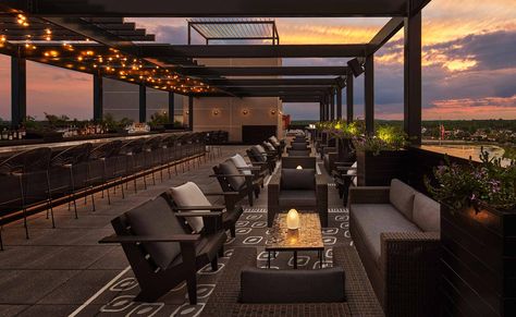 Rooftop Bar Design, Rooftop Restaurant Design, Outdoor Restaurant Design, Rooftop Terrace Design, Rooftop Design, Rooftop Lounge, Asbury Park, Rooftop Restaurant, Tables And Chairs