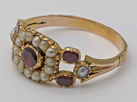 Edwardian Wedding Rings, Regency Era Engagement Ring, Georgian Era Jewelry, Georgian Era Aesthetic, Antique Rings Victorian, Georgian Ring, Seed Pearl Ring, Victorian Jewellery, George Iv