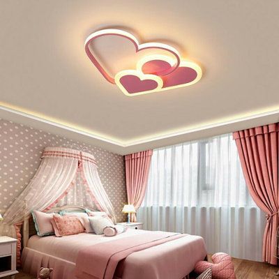 LED Ceiling Mount Lighting Star Butterfly Heart Shaped Lighting Ceiling Light fixtures Light Colour Changeable Flush Mount w/ Remote for Living Room Bedroom Kids Room (Pink, Heart-Shaped) 110V 37W | LED Unique/Statement Flush Mount in Pink Color by Manistee Isabelle & Max™, Acrylic | C006704557_1681603087 | Wayfair Canada Bedroom Ceiling Design Small Rooms, Children Bedroom Ceiling Design, Acrylic Lighting, Girls Bedroom Lighting, Romantic Bedroom Design, Heart Lamp, Bedroom Pop Design, Chandelier Lighting Modern, Interior Ceiling