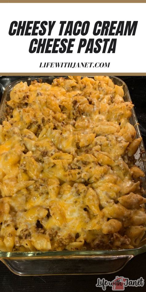 Cream Cheese Hamburger Pasta, Hamburger Meat Recipes Cream Cheese, Taco Bake With Cream Cheese, Taco Pasta Bake Cream Cheese, Hamburger Meat And Cream Cheese Recipes, Meals With Cream Cheese Dinners, Ground Beef Recipes With Cream Cheese, Pasta Dish With Cream Cheese, Cheesy Taco Pasta Bake