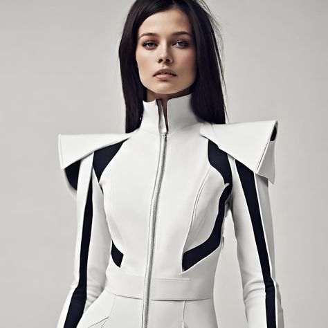 Futuristic Lab Coat, Futuristic School Uniform, Futuristic Outfits Women, Scifi Clothing, Futuristic Fashion Women, Futuristic Party, Workwear Jumpsuit, Futuristic Outfits, Jazz Pants