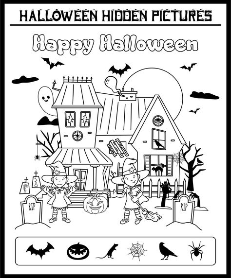 Hidden Pictures Printables, Halloween Activity Sheets, Scout Games, Halloween Activity, Hidden Pictures, 1st Grade Worksheets, Halloween 1, Printable Halloween, Halloween Images