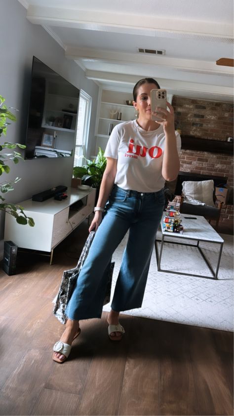 Wide High Ankle Jeans curated on LTK Ankle Jeans Outfit, How To Style Wide Leg Jeans, High Ankle Jeans, Ankle Grazer Jeans, Style Wide Leg Jeans, Jeans Outfit Summer, Graphic Tee Outfits, Sixties Fashion, Ankle Length Jeans