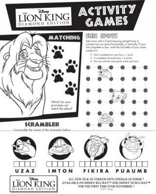 Lion King Activity Sheet Simba Pumba Timon, Lion King Printable, King Theme Party, Brownie Activities, Brownies Activities, Lion King Animals, Ice Ideas, Lion King Theme, Disney At Home