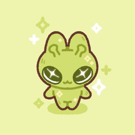 alien bunbun ✨��💚 silly lil doodle that ended up being one of my fav stickers i’ve made hehe #cutearteveryday #kawaiiart #bunnyart #bunnyart #memeart #alienbunny #vinylsticker #waterproofsticker Easy Stikers Ideas, Cute Alien Doodle, Alien Illustration Cute, Alien Cat Art, Cute Alien Drawing, Chibi Alien, Cute Animal Doodles, Btw Creature, Doodle Art Wallpaper