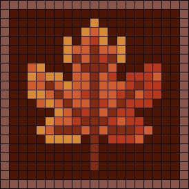 Alpha pattern #159479 | BraceletBook Fall Crochet Alpha Patterns, Maple Leaf Pixel Art, Leaves Pixel Art, Leaf Alpha Pattern, 2 Color Pixel Art, Halloween Perler Patterns, Pixel Art Autumn, Fall Alpha Patterns, Nature Alpha Pattern