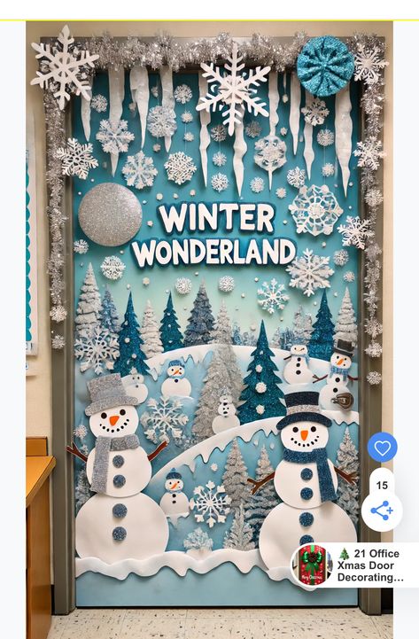 Classroom Door Decoration Winter Wonderland, Christmas Decorations At Office, Office Decoration Christmas Ideas, Christmas Decoration In Classroom, Christmas Display School, Winter Decor Ideas For School, Christmas Class Decorations Ideas, Christmas Doors For School Contest, Class Decoration For Christmas