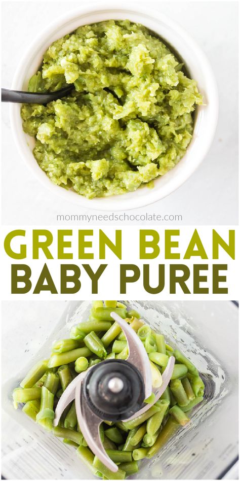 Green Bean Baby Food Puree- healthy homemade green bean baby puree foods. Frozen beans recipe Green Bean Puree, Green Bean Baby Food, Freeze Beans, Bean Puree, Pureed Food, Baby Food Puree, Baby Food Recipe, Baby Puree Recipes, Baby Puree