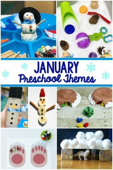 Curriculum themes and activities for January and winter for preschool, pre-k, and kindergarten; January Preschool Themes; Pre-K winter activities. January Preschool Themes, Curriculum Themes, Preschool January, Kindergarten January, Winter Literacy Activities, January Themes, January Preschool, Winter Science Activities, Preschool Theme Activities