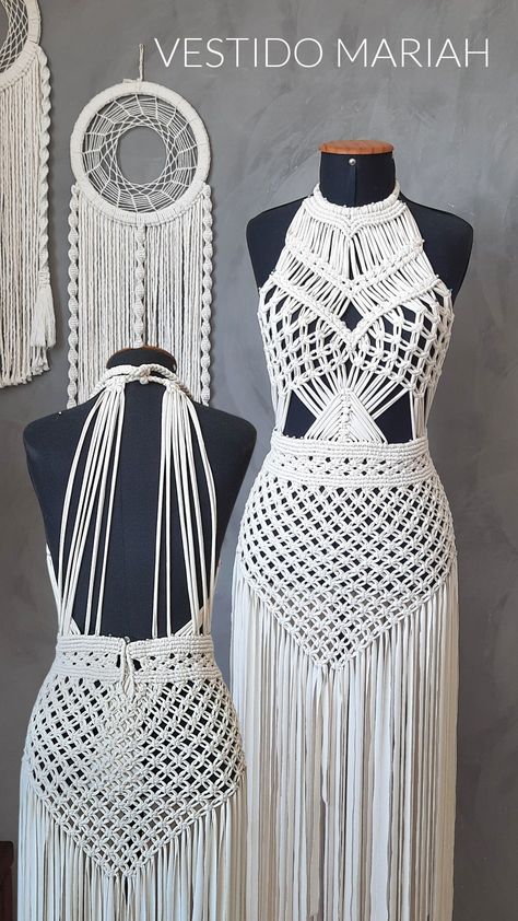 Macrame Clothes Pattern, Macrame Festival Outfit, Macrame Dress Pattern, Ideas Con Macrame, Macrame Dress Tutorial, Macrame Outfit, Macrame Dresses, Moon Spirit, Macrame Fashion