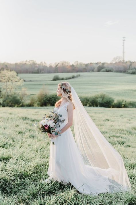 Wedding Veil Cathedral, Elegant Veils, Ivory Wedding Veils, Tulle Wedding Veil, Veil Cathedral, Fingertip Veil, Wedding Portrait Poses, Wedding Picture Poses, Bridal Pictures