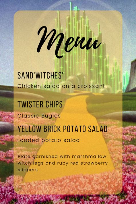 Wizard Of Oz Themed Party Food, Wizard Of Oz Food Ideas Themed Parties, Wizard Of Oz Dinner Party, Wizard Of Oz Movie Night, Wizard Of Oz Teacher Appreciation Week, Wizard Of Oz Themed Food, Wizard Of Oz Party Food, Wizard Of Oz Food Ideas, Wizard Of Oz Food