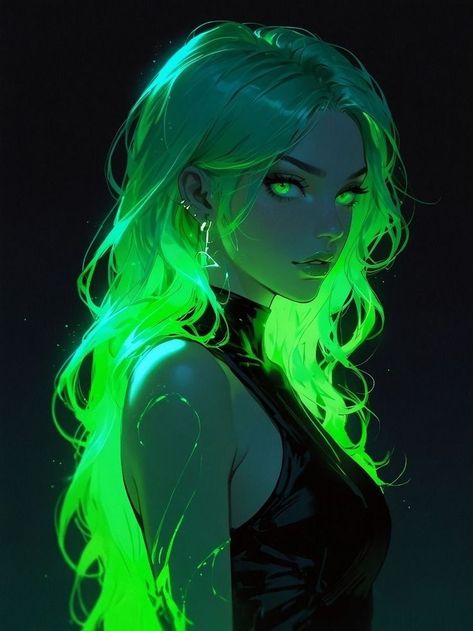 Green Cartoon Pfp, Green Gothic Aesthetic, Dark Green Aesthetic Pfp, Green Hair Oc, Aesthetics Pfp, Mystery Art, Black Hair Green Eyes, الفن الرقمي, Green Characters