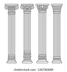 Set of four classical ancient greek, roman columns, pillars, orders. Greek Pillars Drawing, Greek Pillars, Ancient Greece Aesthetic, Unicorn Painting, Roman Columns, Ancient Greece, Ancient Greek, Royalty Free Photos, My Images