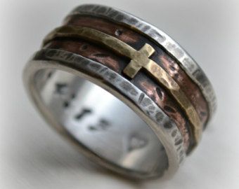 Christian Ring, Metal Gauge, Cross Wedding, Rustic Wedding Bands, Rustic Wedding Rings, Engraved Wedding Rings, Metalsmithing Jewelry, Ring Making, Custom Wedding Rings