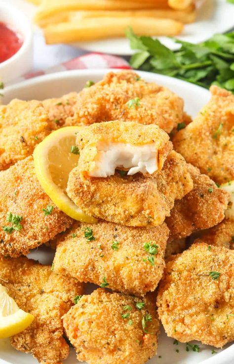 Fried Catfish Nuggets - Immaculate Bites Catfish Nuggets Recipes, Fried Catfish Nuggets, Fried Catfish Recipe, Catfish Nuggets, Fried Catfish Recipes, Fish Nuggets, Southern Fried Catfish, Appetizers Ideas, Fried Recipes