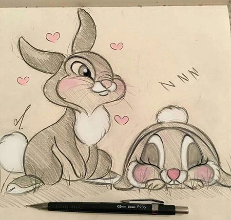 Thumper Disney, Disney Pop Art, Miss Bunny, Rough Sketches, Easy Disney Drawings, Chicano Drawings, Bunny Painting, Easy Love Drawings, Bunny Drawing