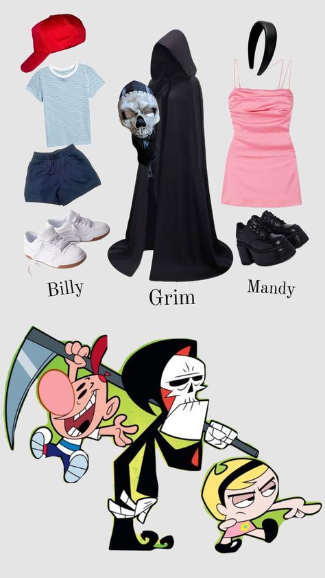 #billy #mandy #Grim #halloweeninspo #costumes The Grim Adventures Of Billy & Mandy Art, Mandy Costume, Billy And Mandy Costume, Cartoon Network Halloween Costumes, Cartoon Network Costumes, Nickelodeon Costumes, Gumball Costume, Cartoon Network Fanart, 2000s Cartoons