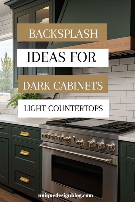 Elevate your kitchen's décor with my 'Top 30 Backsplash Picks for Dark Cabinets and Light Countertops'. Each design is chosen to create a harmonious balance in your kitchen, offering both aesthetic appeal and practical solutions for everyday cooking spills and splashes. Get ready to be inspired! Backsplash Ideas For Espresso Cabinets, Dark Cabinets Dark Backsplash, Backsplash With Laminate Countertops, Moody Kitchen Backsplash Ideas, Cabinet Hardware Dark Cabinets, Backsplash For Dark Brown Cabinets, Kitchen Tiles Backsplash With Dark Cabinets, Black Cabinets Backsplash Ideas, Light Backsplash Dark Cabinets