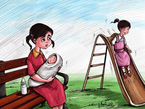 Child Marriage Poster, Pregnancy Drawing, Easy People Drawings, Pictures With Meaning, Child Marriage, Teenage Pregnancy, Environment Painting, Child Labour, Marriage Photos