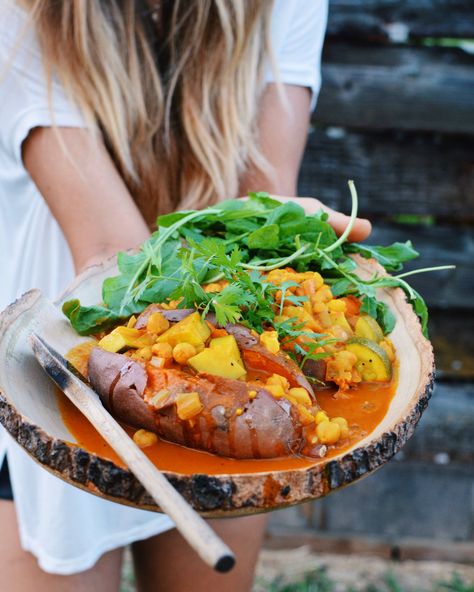 Over Baked Sweet Potatoes, Sarah Lemkus, Earthy Andy, Coconut Chickpea Curry, Ellen Fisher, Coconut Chickpea, Chickpea Coconut Curry, Vegan Steak, Baked Sweet Potatoes