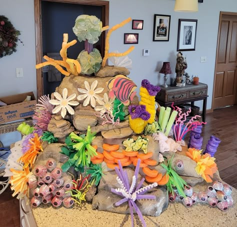 Diy Spongebob Birthday Decorations, Coral Reef Craft Diy Under The Sea, Underwater Trunk Or Treat, Egg Carton Coral Reef, Coral Reef Cardboard, Vbs Coral Reef, Sailor Costume Diy, Diy Under The Sea Decorations, Paper Mache Under The Sea