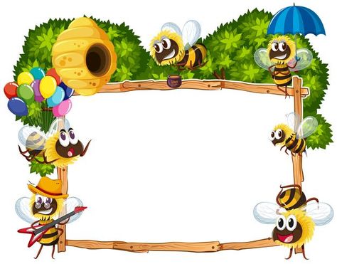 Spell Bee Competition, Mickey Mouse Frame, Birch Wood Crafts, Bee Template, School Border, Bee Classroom, Bee Printables, Diy Kids Furniture, Border Templates