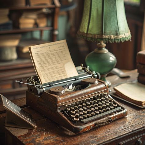 Vintage Typewriter Setup - Free High-Resolution Image and Stock Photo - StockCake Old Typewriter Decor, Vintage Typewriter Aesthetic, Vintage Product Photography, Old Vintage Aesthetic, Historian Aesthetic, Typewriter Aesthetic, Cryptid Academia, Writers Aesthetic, Writer Academia