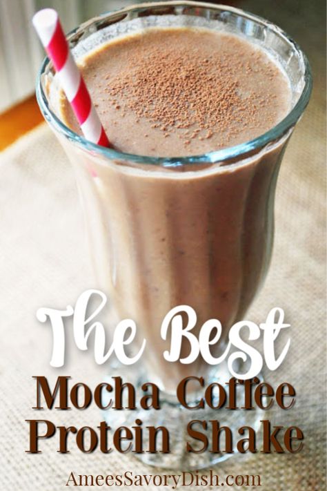 This mocha coffee protein shake is the best breakfast protein drink I've ever had! Because it's filled with protein AND coffee, this easy blended coffee recipe is perfect for a grab-and-go energizing breakfast. #coffeeproteinshake #proteinshake #supershake #mochashake via @Ameecooks Blended Protein Coffee, Fairlife Protein Shake Recipe Coffee, Protein Coffee Drink, Blended Coffee Recipes, Oatmeal Shake, Mocha Protein Shake, Mocha Shake, Shake Protein, Coffee Protein Smoothie