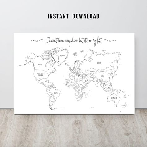 World Map Colouring | Colour in Travel Map | World Map Countries | Printable World Map | Bucket List Map | Travel lover gift | Wall art deco World Map Countries, Printable World Map, Wall Art Deco, Map World, Office Nursery, Map Travel, Country Names, Travel Map, Next Holiday