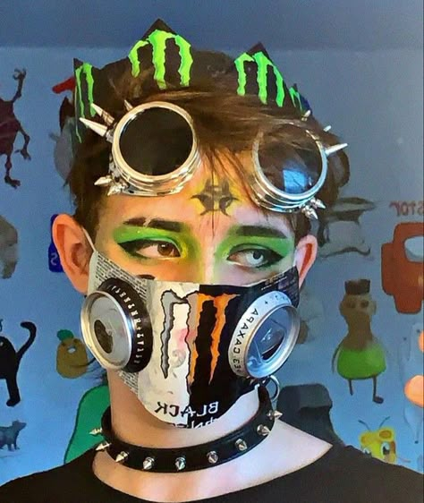 Monster Can Gas Mask, Monster Mask Diy, Monster Energy Mask, Monster Can Mask, Monster Can Crafts, Monster Energy Clothing, Monster Cans Diy, Monster Energy Girls, Monster Craft